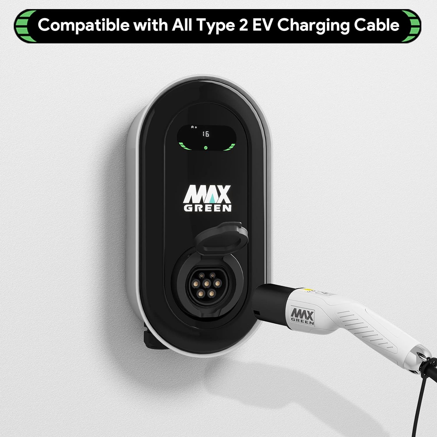 Type 2 EV Charger, 16 Amp 11kw Three Phase Electric Car Charger for Home, LCD Display, TUV Listed, EV Charging Box for EV PHEV